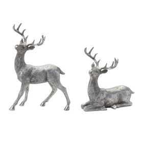 Deer Figurines (Option: 2pc, Silver 9.5"/13.25")