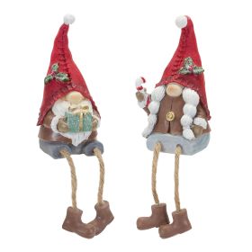 Christmas Gnome Figurines with Dangling Legs (Set of 6) Resin (Option: Boy/Girl 8")