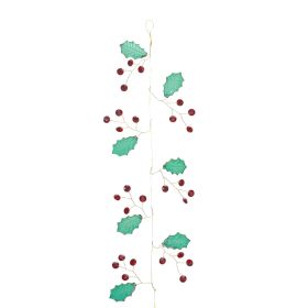 Artificial Floral & Greenery Garland (Set of 2) 5.5'L Plastic (Option: Holly/Gem)