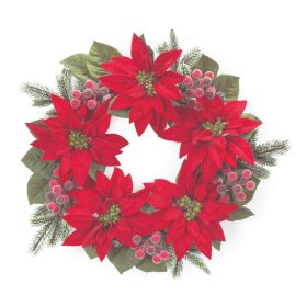 Poinsettia Wreath (Option: 24.5" with Pine)
