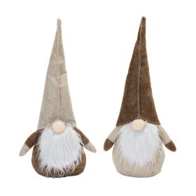 Brown/Beige Plush Gnome Shelf Sitter Fall Thanksgiving Decoration (Set of 2) Polyester (Option: Legless 17")