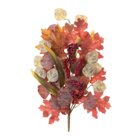 Mixed Fall Leaf Artificial Foliage Polyester (Option: 2pc Stem 28")