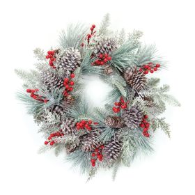 Winter Holiday Pine Wreath Plastic (Option: 27" Snowy Berry)