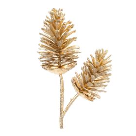 Pine Cone Bundles, Picks, Sprays (Option: 2pc Gold 28")