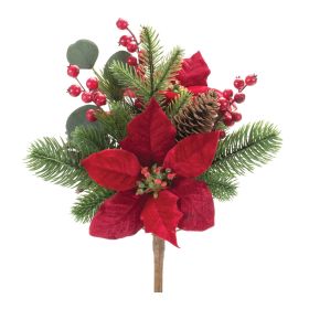 Poinsettia & Pine - Artificial Flowers & Foliage (Option: 2pc, 16")