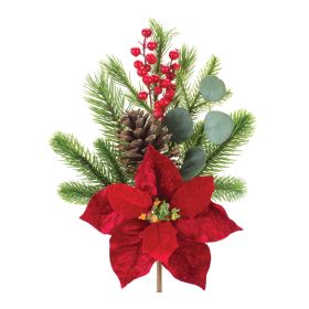 Poinsettia & Pine - Artificial Flowers & Foliage (Option: 6pc, 18.5")