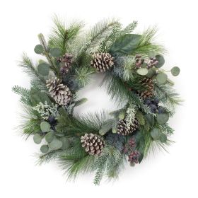 Winter Holiday Pine Wreath Plastic (Option: 24" Eucalyptus)