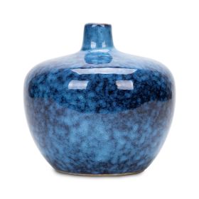 Glossy Blue Speckled Ceramic Vase (Set of 2) (size: 6")