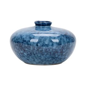 Glossy Blue Speckled Ceramic Vase (Set of 2) (size: 7")