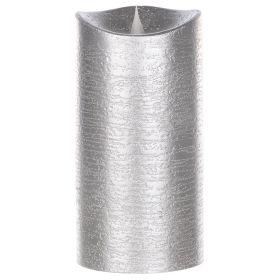 Simplux LED Designer Candle w/4 and 8 Hr Timer (Set of 2) 3.5" x 7.5"H Wax/Plastic (Requires 2 C Batteries, Not Included) (Option: Silver)