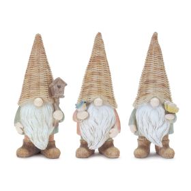 Resin Gnome Figurines (Option: 3pc Wicker Hat 9")
