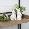 Whitewashed Carved Bunny Figurines Resin