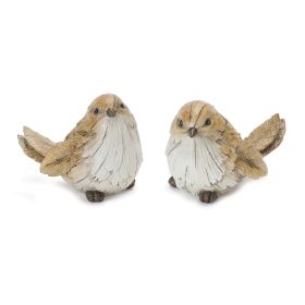 Bird Figurines Resin (Option: 2pc Carved Leaf Brown)