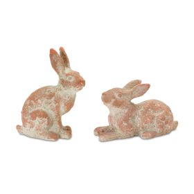 Resin Bunny Rabbit Figurines (Option: 2pc Coral 12.25x7.5)