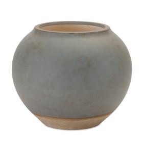 Grey & Unglazed Beige Ceramic Clay Vase (Option: 8.5"D x 7.5" No Lip)