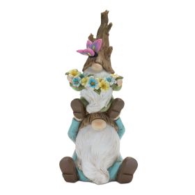 Resin Gnome Figurines (Option: 2pc Tree Trunk Stack 10")