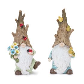 Resin Gnome Figurines (Option: 2pc Tree Trunk/Ladybug 12.75")