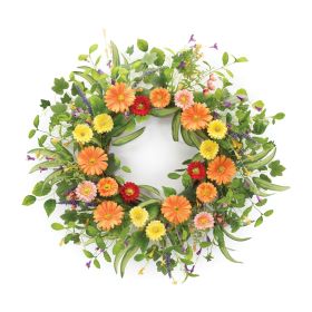 Mixed Color Floral Wreath Polyester (Option: 27.5" Daisy)