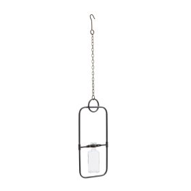 Hanging Bottle Vase (Set of 2) Iron/Glass (size: 28"H)