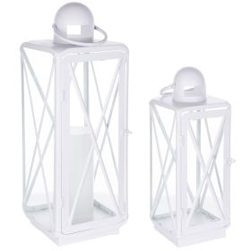 Lantern (Set of 2) 16.75"H, 23"H Metal (Option: White)