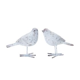 Resin Bird Figurines with Metal Legs (Option: 4pc, Weathered Grey/Brown)
