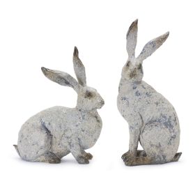 Rabbit (Set of 2) 9.75"H, 12"H Resin (Option: 2pc Rustic Grey 9.75"/12")