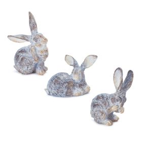 Rabbit (Set of 3) 3.75"H, 5"H, 5.25"H Resin (Option: 3pc Rustic Beige 3.75"-5.25")