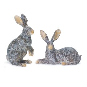 Rabbit (Set of 2) 6"H, 9"H Resin (Option: 2pc Rustic Brown 6"/9")