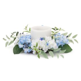 Mixed Floral and Foliage Candle Ring (Fits a 6" Candle) (Option: 1pc Blue/White 8")