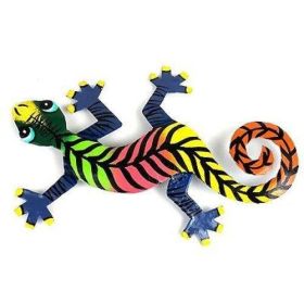 Eight Inch Metal Gecko Wall Decoration - Caribbean Craft (Color: Striped)