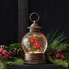 LED Snow Globe Lantern 11.5"H Plastic 6 Hr Timer 3AA Batteries Not Included or USB Cord Included