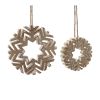Snowflake Ornament (Set of 12) 4"H, 6"H Wood