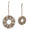 Snowflake Ornament (Set of 12) 4"H, 6"H Wood