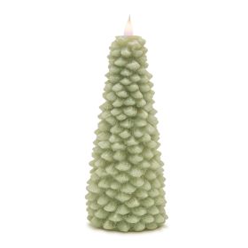 Tree Candle 8"H Wax 2 AA Batteries, Not Included (size: 10" Green)