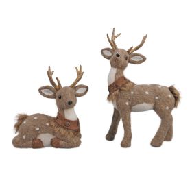 Deer Shelf Sitter Figures (Set of 2) Foam/Fabric (Option: Brown, 10.5"H/14.5"H)