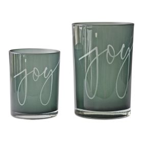 Candle Holder (Set of 2) 5"H, 7"H Glass (Option: Green)