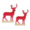 Deer on Base (Set of 2) Wood/Metal