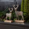 Deer on Base (Set of 2) Wood/Metal
