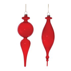 Ornament (Set of 6) 9"H, 9.5"H Glass (Option: Red)