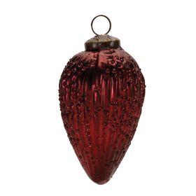 Ornament (Set of 6) 4.5"H Glass (Option: Red)