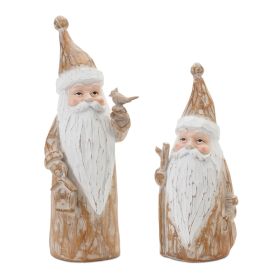 Santa Figurines (Set of 2) Resin (Option: 10"/12.5" Beige)