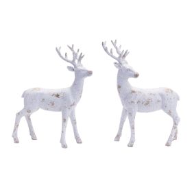Deer Figurines (Option: 2pc, White/Beige/Gold 12")