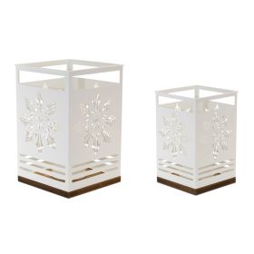 Snowflake Candle Holder (Set of 2) 9"H, 12"H Iron/MDF (Option: White, Brown)