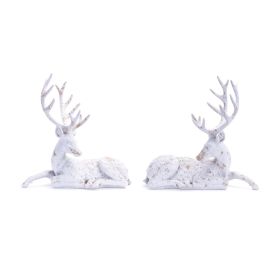 Deer Figurines (Option: 2pc, White/Grey 15")
