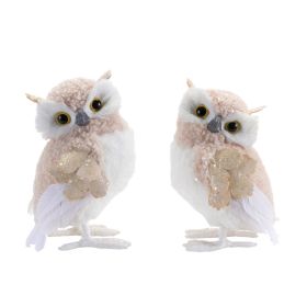 Feathered Owl Figurine Foam (Option: 6pc Brown/White 7.75")