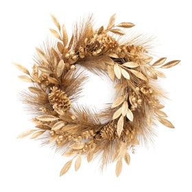 Winter Holiday Pine Wreath Plastic (Option: 25.5" Gold)