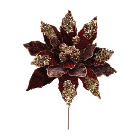 Poinsettia - Artificial Flowers (Option: 2pc, 28" Brown/Glitter)