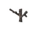 Cast Iron Forked Tree Branch Decorative Metal Double Wall Hooks 5"