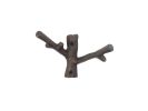 Cast Iron Forked Tree Branch Decorative Metal Double Wall Hooks 5"