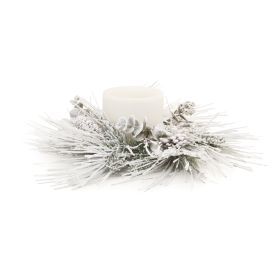 Pine Candle Ring (Fits a 6" Candle) (Option: Flocked Mixed Pine 24.5")